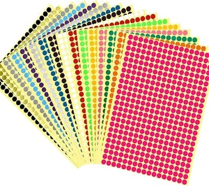 6528 Stück farbige Punkte Aufkleber, 1/4" kleine Farbetiketten Codierung Kreis rund Co - Bild 1 von 1
