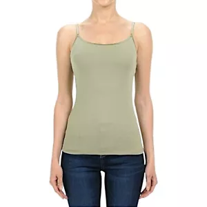 Women Juniors Cami Cotton Stretch With Built In Shelf Bra - Picture 1 of 14