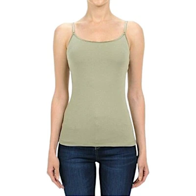 Sujetador de algodón elástico cami con estante incorporado para mujer Foto 1 de 2