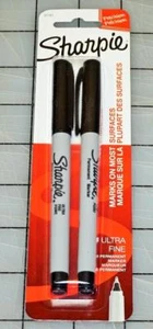 Sharpie Permanent Markers, Ultra Fine Point, Black, 2 Count - Picture 1 of 1