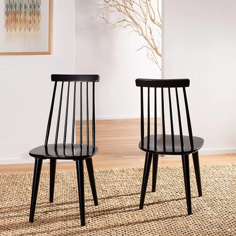 American Burris Country Farmhouse Black Spindle Side Chair 2 Pcs Cover