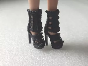 Coppia Scarpe Barbie Nero Caviglia Avvolgente Stile Gladiatore Stilleto Borchie - Foto 1 di 9
