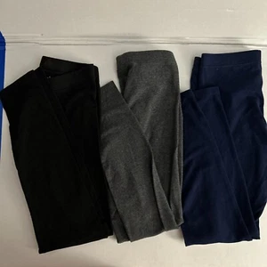 3 Pair Member’s Mark Girls Favorite Leggings Full-Length Blue Black Gray Sz 7/8 - Picture 1 of 13