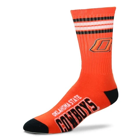 For Bare Feet Oklahoma State Cowboys 4-Stripe Deuce Socks 10-13 Shoe Size FREE Cover
