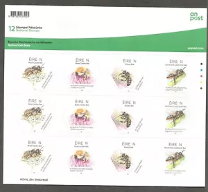 2024 IRELAND 8th ISSUE- NATIVE IRISH BEES - SELF-ADHESIVE SHEET OF 12 MNH - Picture 1 of 1
