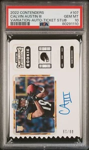 2022 Contenders Calvin Austin III #107 PSA 10 Ticket Stub Auto /19 - Bild 1 von 2