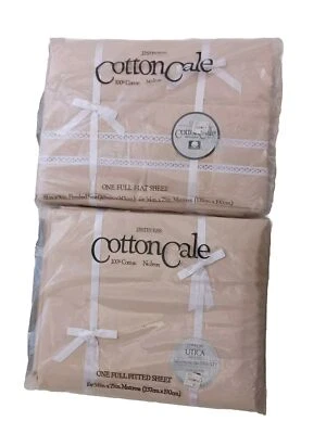 NOS Vintage J. P.Stevens Cottoncale Utica Sand Taupe Tan Full Sheet set No Cases - Image 1 of 4