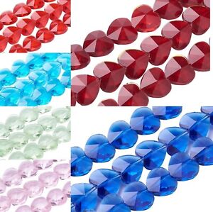 ❤ 20x Transparent Glass Faceted HEART Spacer Beads 10mm Make Jewellery/Earring ❤