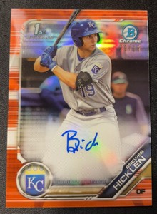 2019 Bowman Chrome Prospect Orange Refractor /25 Brewer Hicklen Auto Phillies