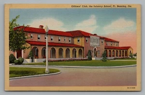 Fort Benning GA Infantry School Officers Club Unposted Linen Postcard Fort Moore - Picture 1 of 2