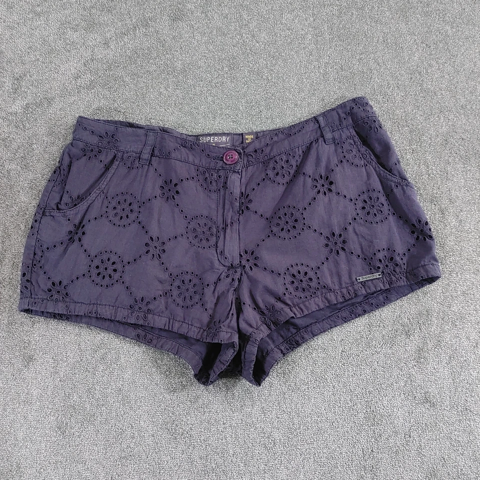 Superdry Shorts Womens 12 Navy Blue Geometric Outdoor - Image 1 of 4
