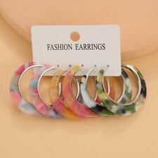 3 Pairs Elegant Acrylic Dangle Drop Hoop Earrings Set Women's Jewelry Party Gift