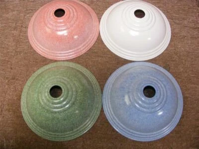 deco bakelite ,ornate  ,conical light shade,white,pink,green,blue,8-1/4" - Image 1 of 4