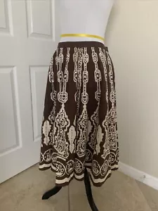 Rare Boston Proper skirt cotton sequin brown ivory size 4Blue Label ! - Picture 1 of 8