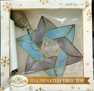Kurt Adler Capiz Shell Lighted Star Christmas Tree Topper Blue Illuminated - Picture 1 of 4