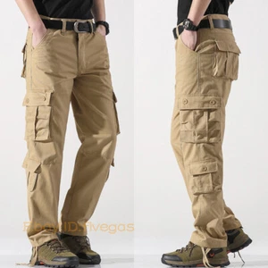 Workwear Men's Casual Pants Loose Straight Leg Multi Pocket Sports Pants 28-44 - Picture 1 of 32