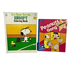Its Your Serve Snoopy Vintage Coloring Book Peanuts Gang Mazes - Picture 1 of 21