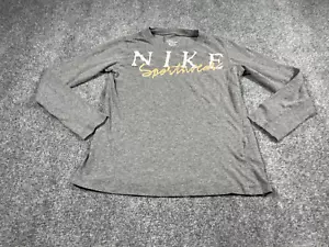 Nike Shirt Girls Youth Size XS Long Sleeve Gray Spellout Graphic Casual Preppy - Picture 1 of 9