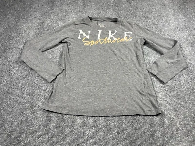 Nike Shirt Girls Youth Size XS Long Sleeve Gray Spellout Graphic Casual Preppy - Image 1 of 4