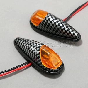 2x Indicadores de señal de giro de carbono 12V para motocicleta luz LED universal - Imagen 1 de 5