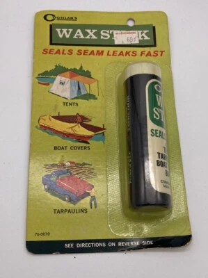 Barra de cera Coghlan’s vintage 76-0070 sellos costura fugas rápido EE. UU. 1973 camping Foto 1 de 4