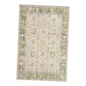 Boho Floral 4x6 Rug for Bedroom, Machine Washable Living Room 4'x 6' Green - Picture 1 of 7