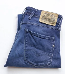 Replay Anbass HyperFlex Slim Jeans mens size W32 L36 M Medium Long blue STRETCH - Picture 1 of 13