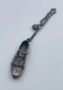 Portachiavi design scarpa da golf figura argento sterling Italia vintage - Foto 1 di 12