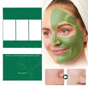 12pcs/1Box Centella Asiatica Mask Facial Deep Cleansing Foam Asiatica Bubble - Picture 1 of 8