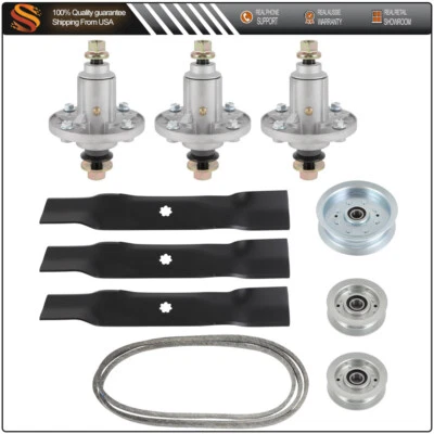 AUT 48" Mower Deck Rebuild Kit Fits John Deere D140 100 Series Blades Pulleys