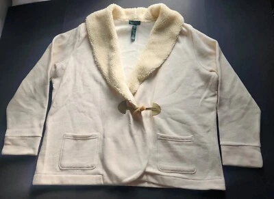 Lauren Ralph Lauren Sherpa Fleece Toggle Wrap Jacket Cream Womens Size 2XL  - Image 1 of 4