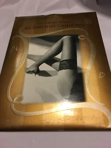 WOMENS VICTORIAS SECRET jet BLACK glamour SHEERS THIGH HIGH STOCKINGS SIZE S - Picture 1 of 3