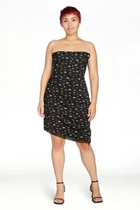 No Boundaries Ruched Mesh Black Tube Dress Juniors Plus Size XXXL (21) - Picture 1 of 8