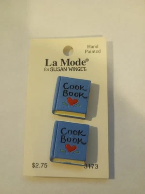 La Mode Vintage Buttons Kitchen Cookbook Hand Painted  - Image 1 of 2