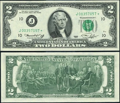 FR. 1935 J* $2 1976 Federal Reserve Note Kansas City J-* Block Gem CU STAR - Image 1 of 3