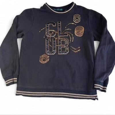 Sudadera Scotch & Soda Embellecida Talla L Azul Marino 100% Algodón Cuentas Gráfico CLUB Foto 1 de 4