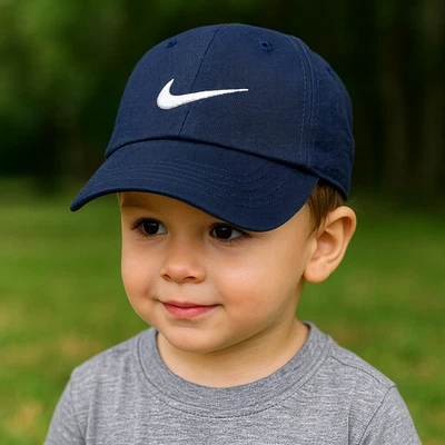 Nike Club Cap Kids Toddler Swoosh Adjustable Hat Obsidian White 2-4T New - Image 1 of 4