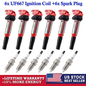 NEW 6 Ignition Coils + 6 Spark Plugs For BMW 128i 328i 330i 325xi 328xi X5 UF667 - Picture 1 of 19