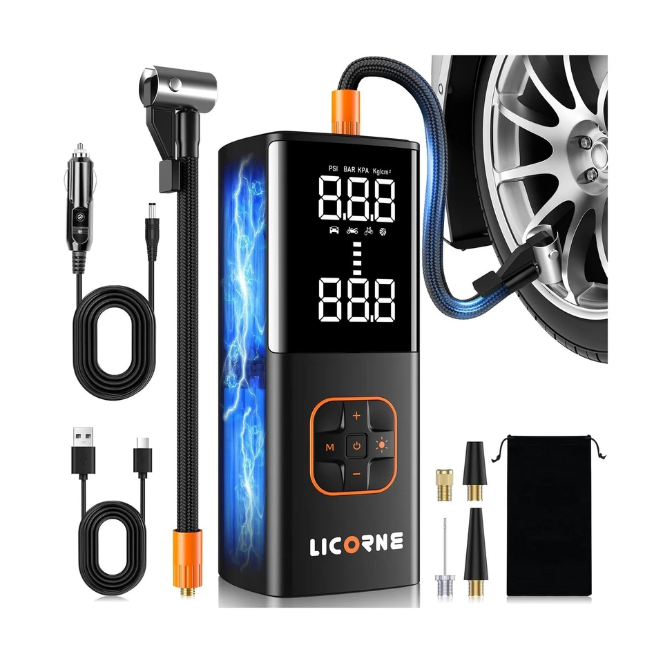 LICORNE Cordless Inflatable Pump Rechargeable Air Compressor 12V 180PSI | P099