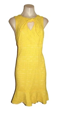 Cue size 14 yellow lace work office evening dinner party cocktail  race dress - image 1 of 4