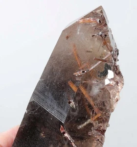 Brazil 1 lb 1 oz. Smokey Quartz w/ Red Epidote (Piemontite) lot 1 - Picture 1 of 24