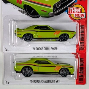Hot Wheels / '71 & '15 Dodge Challenger / Lime Green / Then & Now / 2016 - Picture 1 of 2