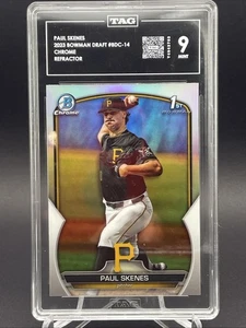2023 Bowman Draft Paul Skenes RC Chrome Refractor TAG 9 Mint - Bild 1 von 3