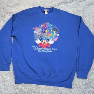 Vintage Walt Disney World Sweatshirt Womens XL Blue Comfort Casual Mickey Mouse - Picture 1 of 11