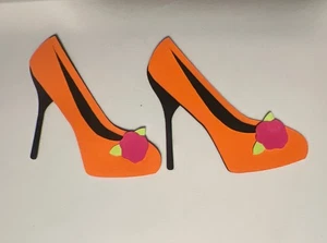 High Heel Shoes Paper Pieces Die Cut For Scrapbooking Handmade Orange - Picture 1 of 3