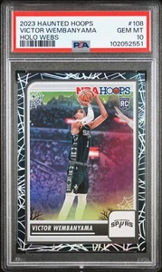 2023 Panini Haunted Hoops Victor Wembanyama #108 Holo Webs PSA 10 - Picture 1 of 2