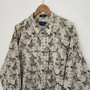 Camisa Estampada de Rodeo Pendleton Rara Para Hombres XXL 2XL Perla A Presión Western Estampado Completo - Imagen 1 de 8