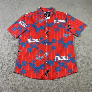 Reyn Spooner Shirt Mens Medium Miami Marlins City Connect Sugar Kings Baseball - Picture 1 of 12
