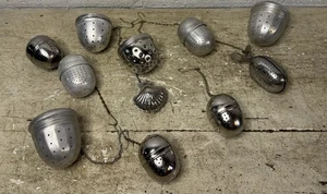 Lot Of 11 Vintage Tea Infusers Acorn Ball Shell Leaf Aluminum Stainless - Picture 1 of 10