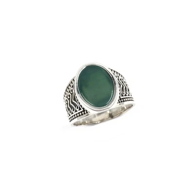 Anillo de plata 925 anillo de sello de ónix verde joyería para hombre... - Imagen 1 de 4